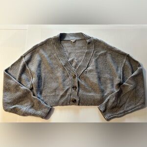 Garage Gray Cropped  Long Sleeve Cardigan Sweater Size Medium